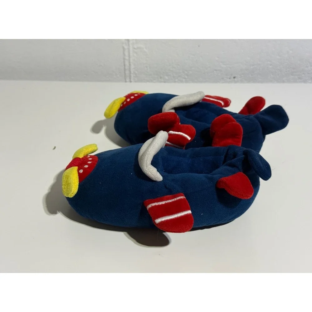 Wonder Nation Boys Airplane Plush Slipper Size 9-10 Navy Blue Novelty House Shoe